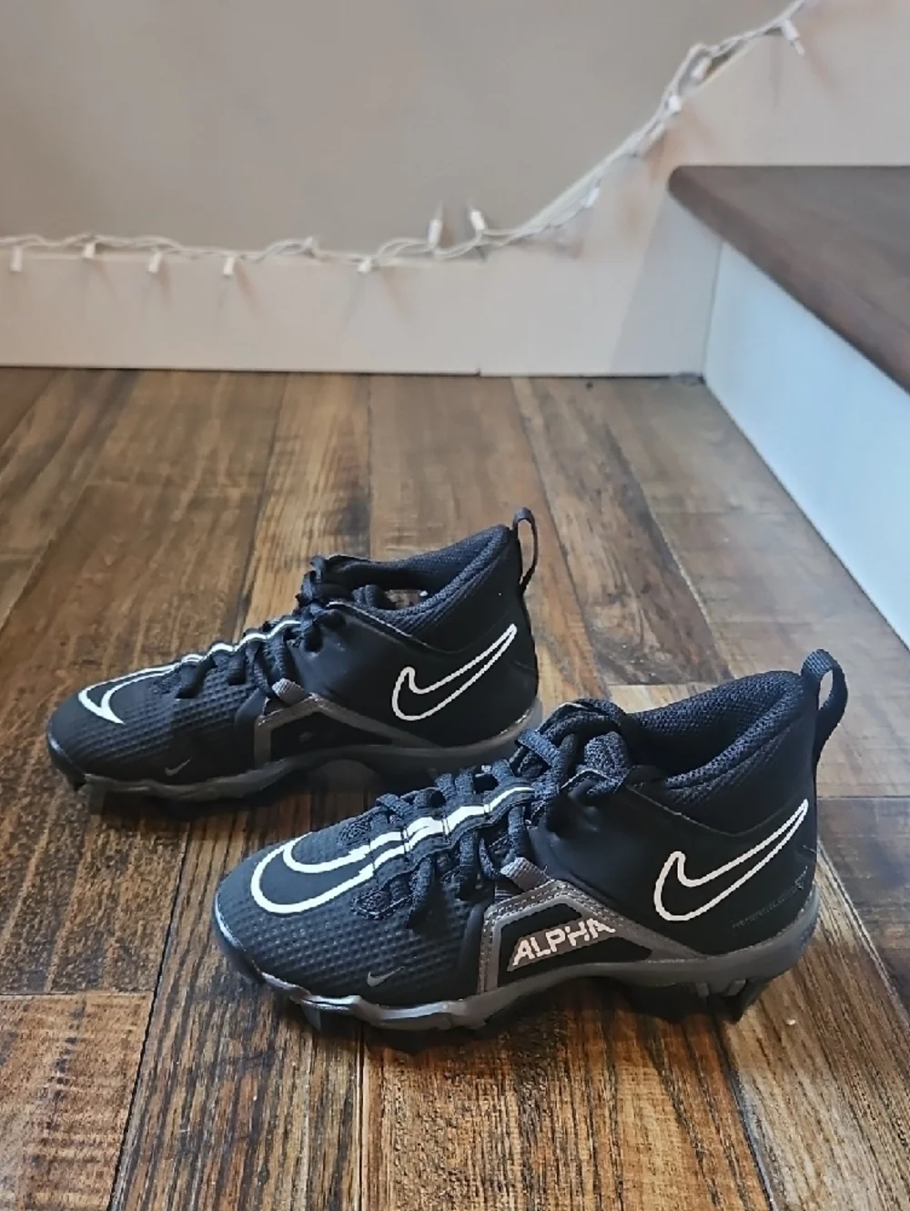 Nike Kids Black and Gray Alpha Menace 3‎ Shark Football Cleats
